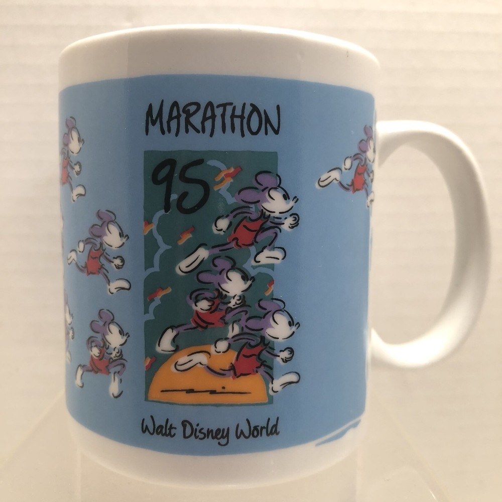 1995 Disney World Marathon Mug Mickey Mouse Coffee Tea Whiskey Collectible