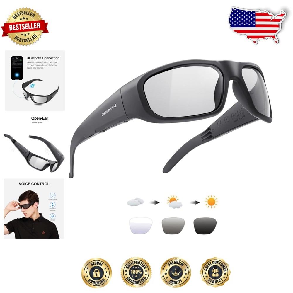 Unisex Bluetooth Audio Sunglasses - Polarized, UV Protection, Voice Control