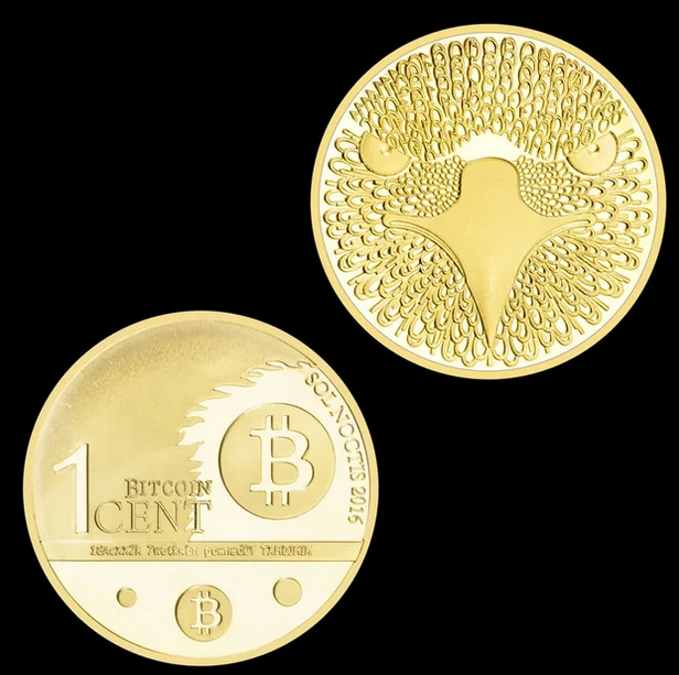 Gold Plated Cent Eagle Pattern Bitcoin Physical Cryptocurrency Coin-image