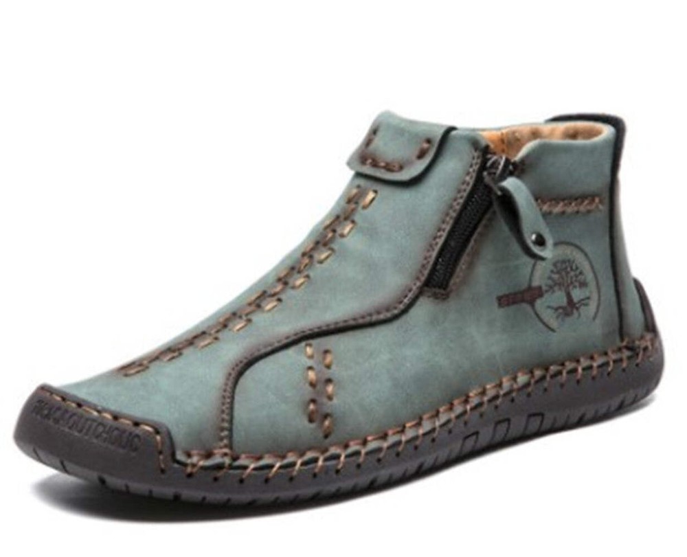 Trendy Men's Round Toe Tooling Leather Casual Shoes Cross-Border Large Size-image