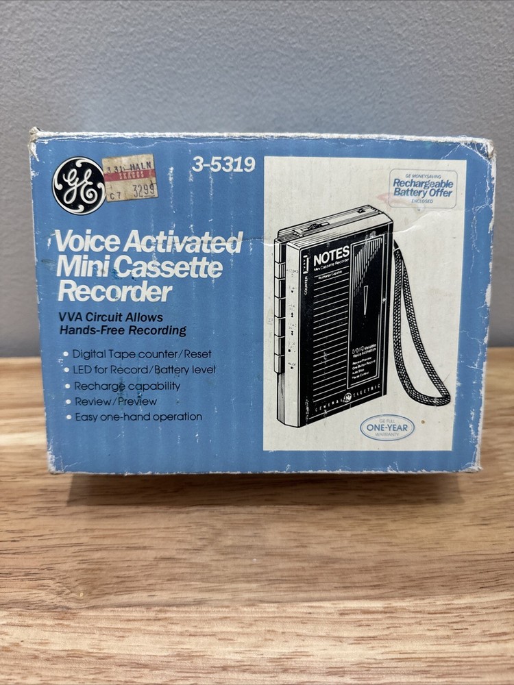 Vintage General Electric Voice Activated Notes Recorder 3-5319 Open Box