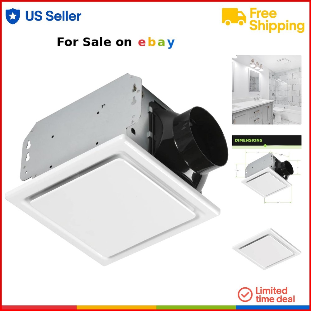 50 CFM Quiet White Ceiling Mount Bathroom Exhaust Fan for Ventilation