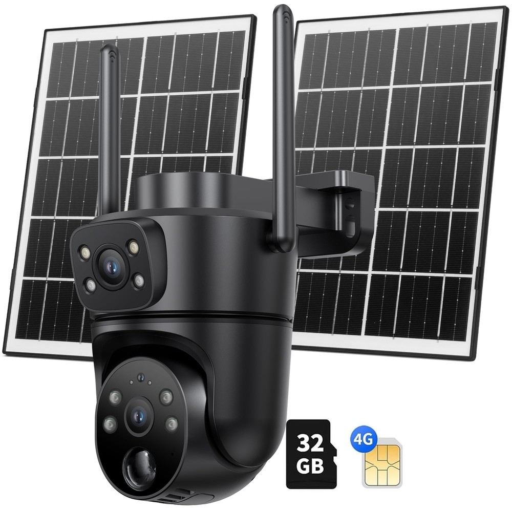 4G LTE Cellular Solar Security Camera Wireless Outdoor, W/Changeable SIM Card...