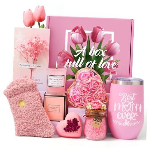 Gifts Basket for Women, Gifts for Mom from Son Daughter, Gifts for Mom, Pink