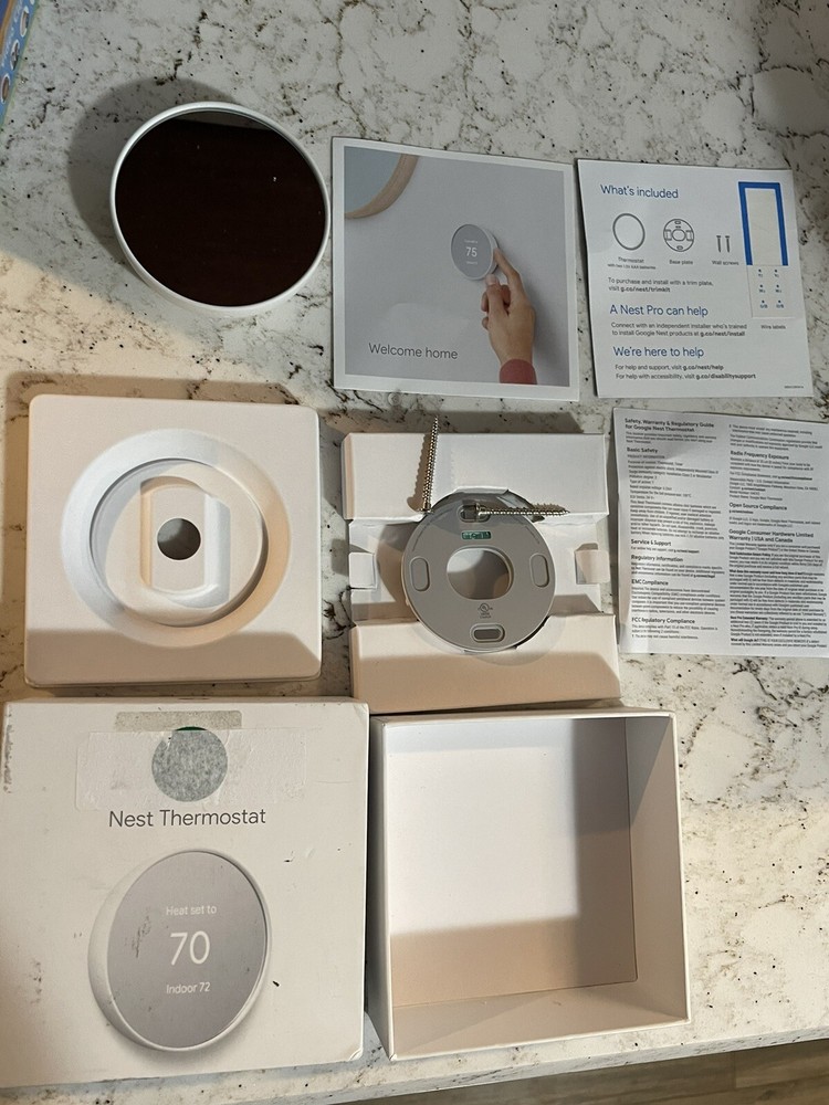 Google Nest G4CVZ Smart Thermostat, Snow (GA01334-US) With All ￼ Accessories