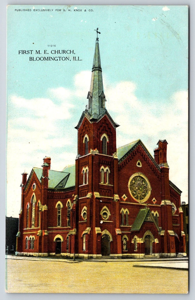 Vintage Postcard First Methodist Episcopal Church Bloomington Illinois USA