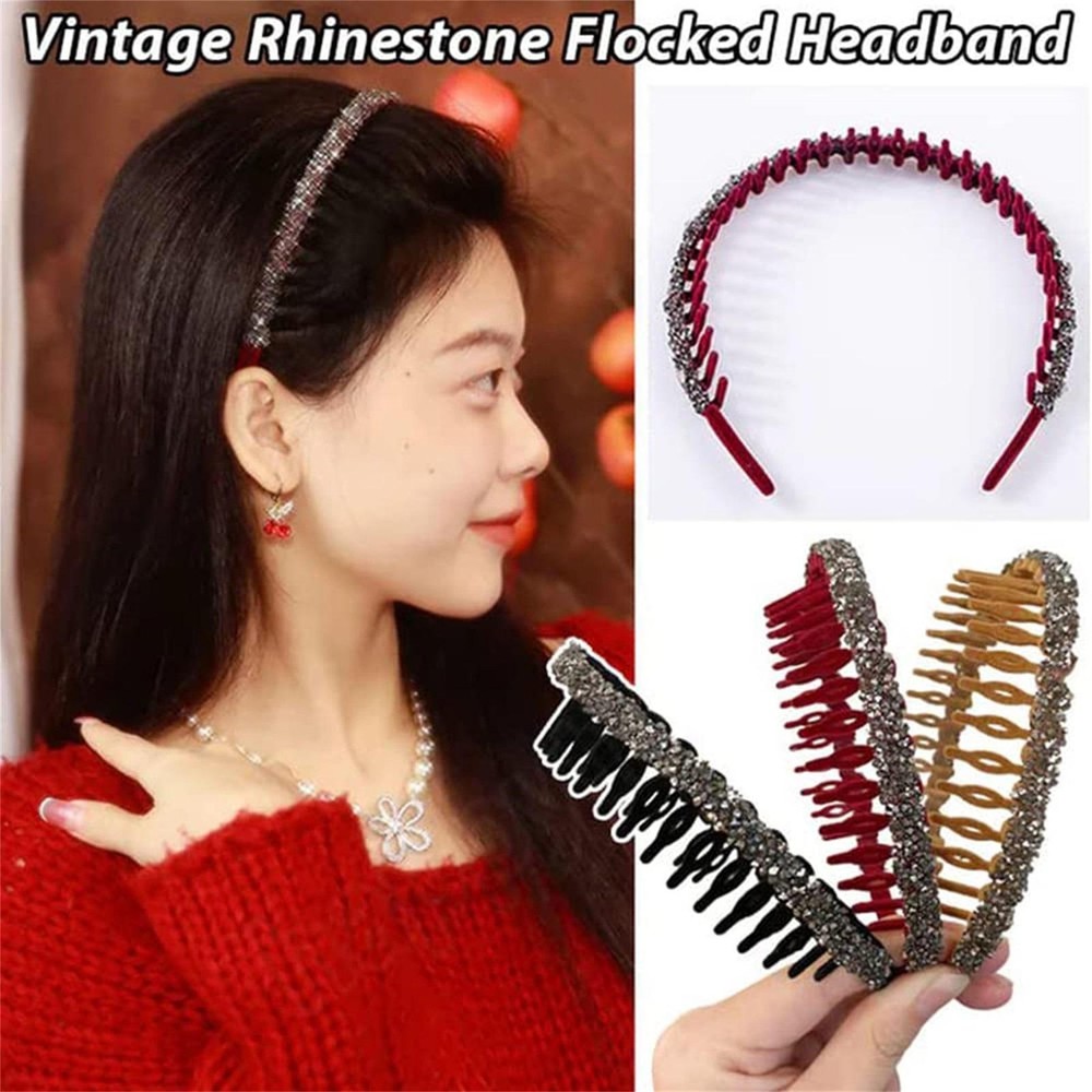 Non-Slip Headband Women Hair Band Hoop Flower Rhinestone Hair Accessories