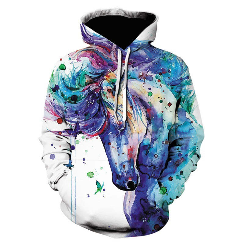 Cross-border E-commerce HorsedinosaurcowRooster 3D Printed Hoodie Men's Daily Ho-image