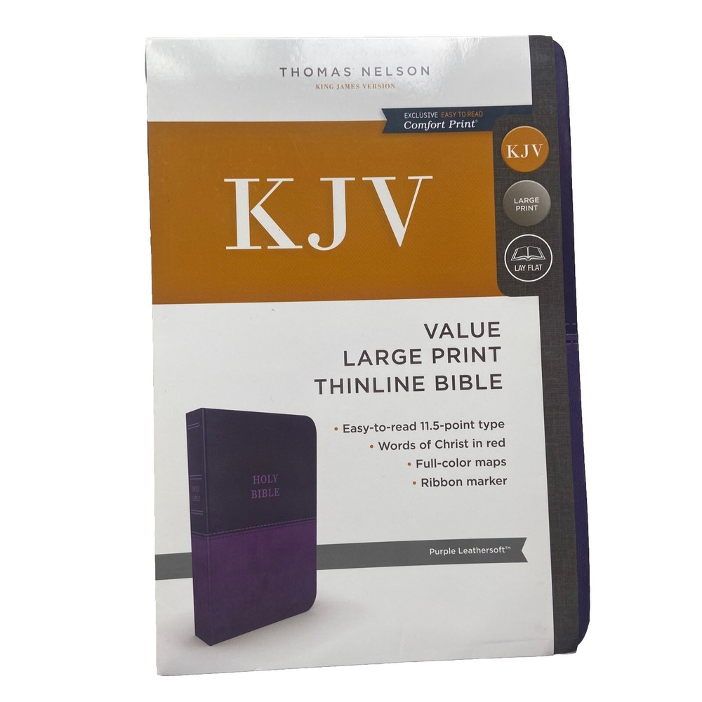 KJV Holy Bible Large Print Thinline Purple Leathersoft Red Letter Edition