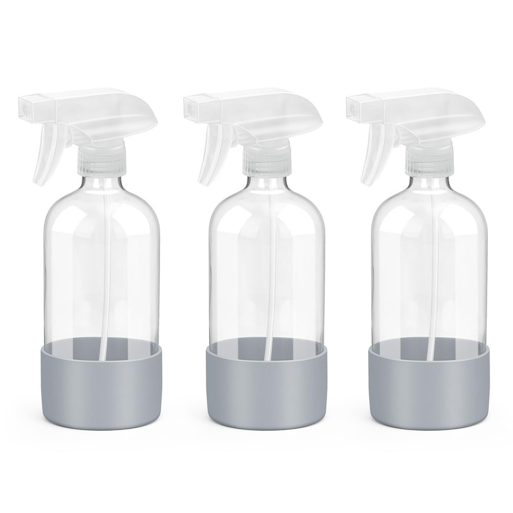 Glass Spray Bottles with Silicone Sleeve Protection, Empty 16 oz Refillable C...