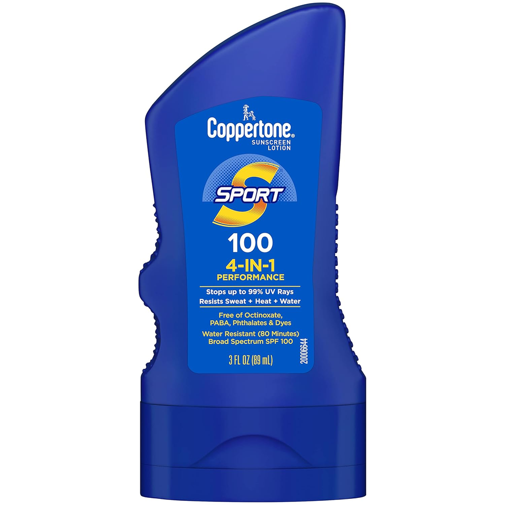 Coppertone SPORT SPF 100 Water Resistant Sunscreen Lotion for Travel