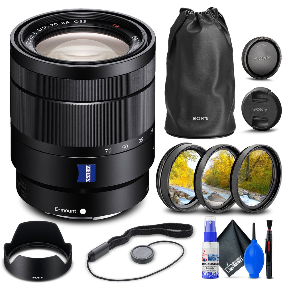 Sony Vario-Tessar T E 16-70mm f/4 ZA OSS Lens + Filters + Cap Keeper + More