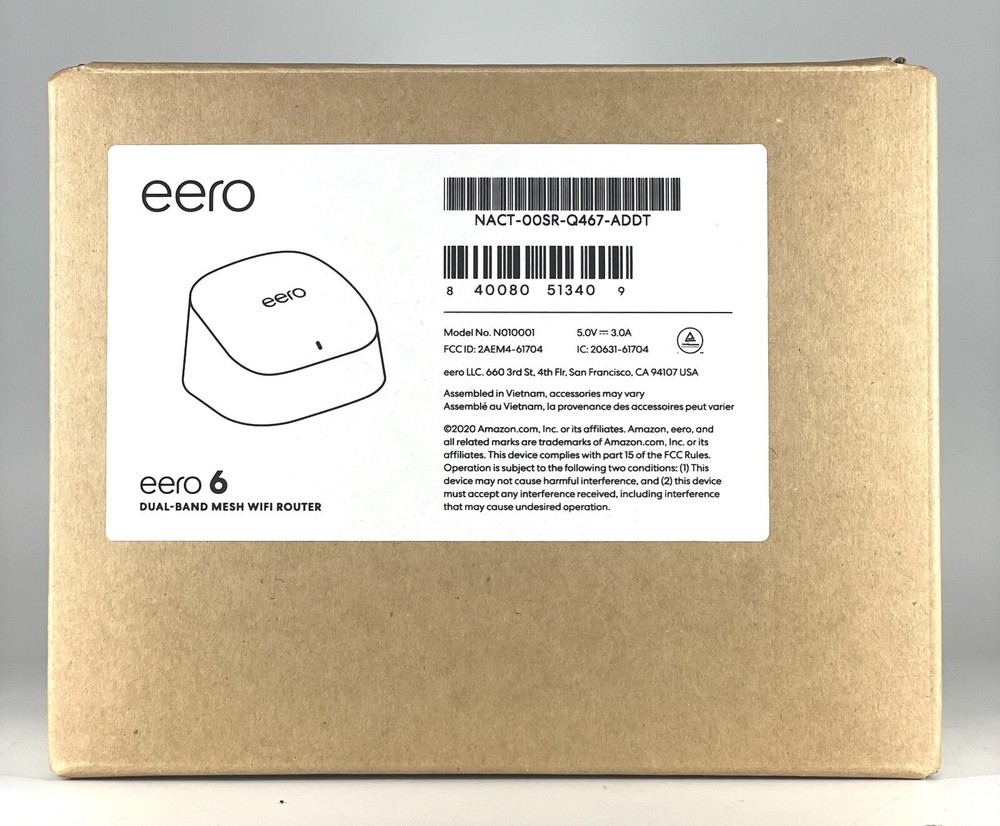 EERO 6 Dual Band Mesh Wi-Fi Router Speeds Up To 0.9 Gbps 1,500 Sq Ft - White