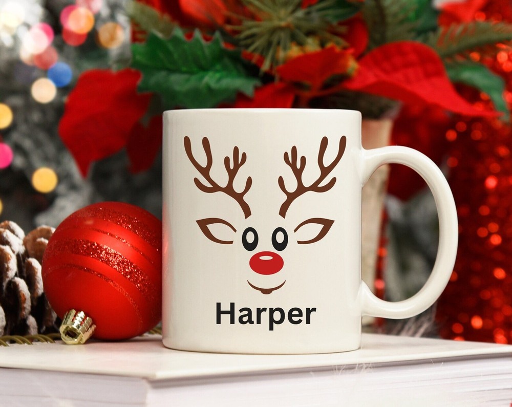 Reindeer Face Mug Personalized Christmas Mug Funny Christmas Mug Secret Santa