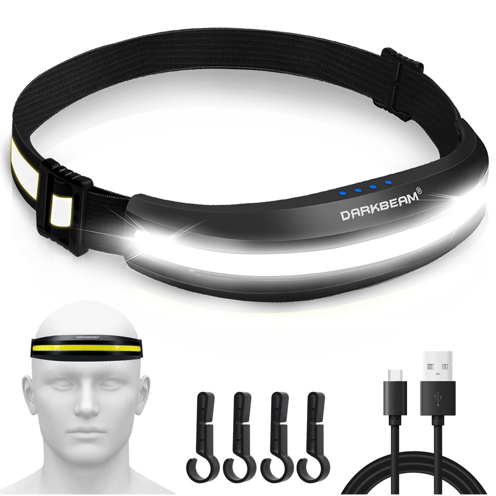 Headlamp USB Type C Rechargeable COB LED Bright Hard Hat Light, with Red Ligh...