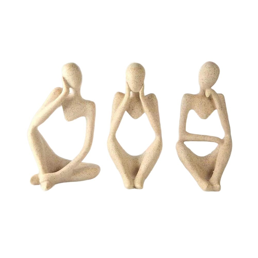 3Pcs Minimalist Decor Abstract  Statue Sculpture Set,Neutral Home2893