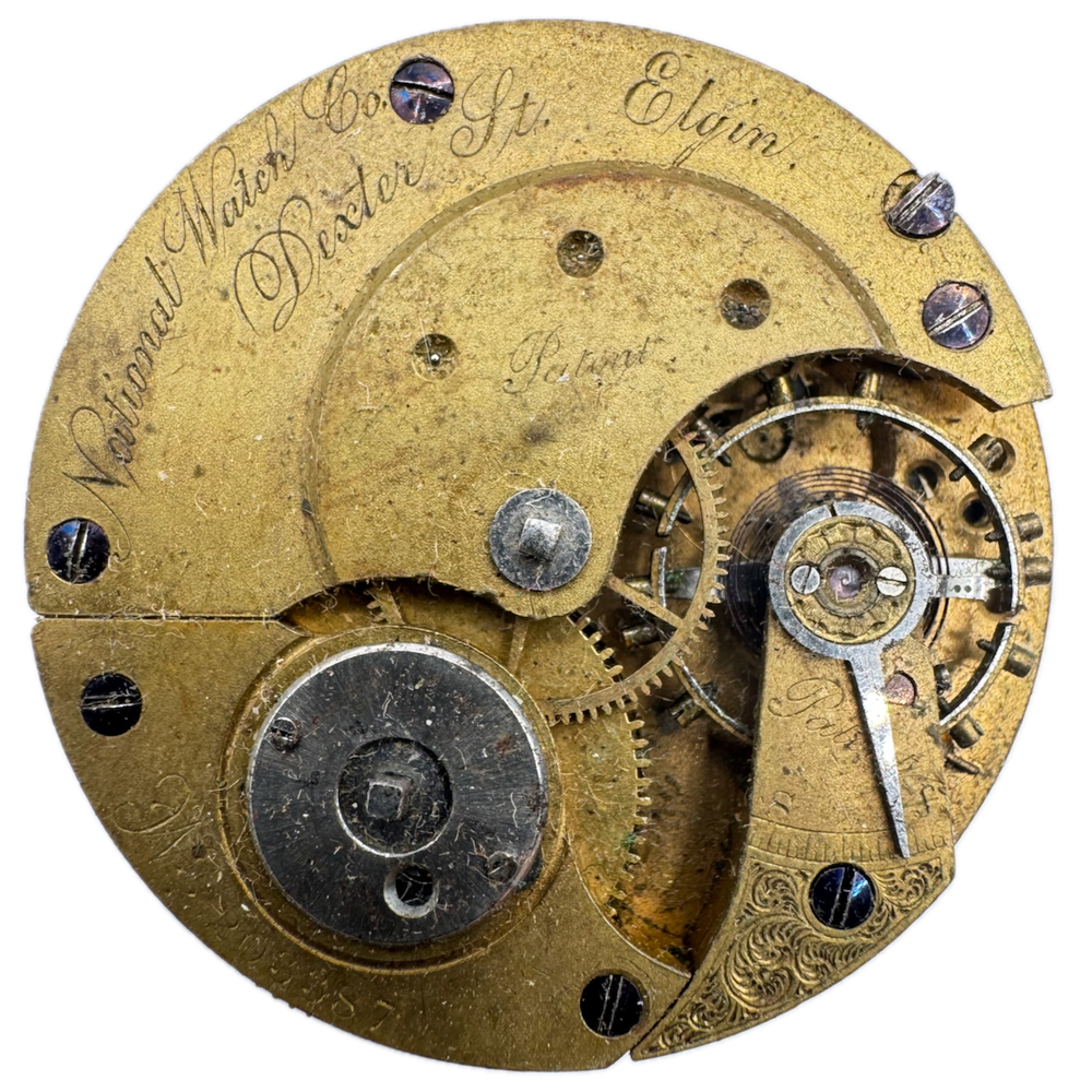 Antique 10s 1873 Elgin Dexter St 7 Jewel Key Wind Pocket Watch Movement 28 USA