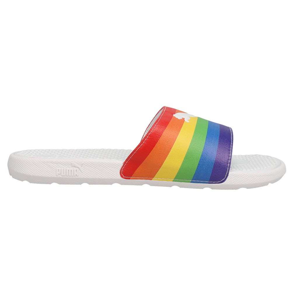 PUMA Cool Cat Rainbow II Slide Youth Girls White Sandals 382809-01
