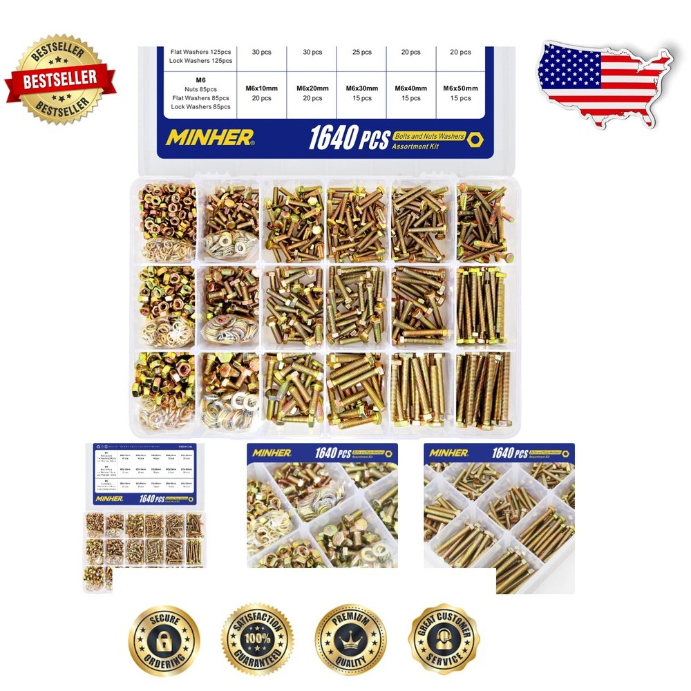 Comprehensive 1640-Piece Bolts and Nuts Set - Corrosion-Resistant Alloy Steel