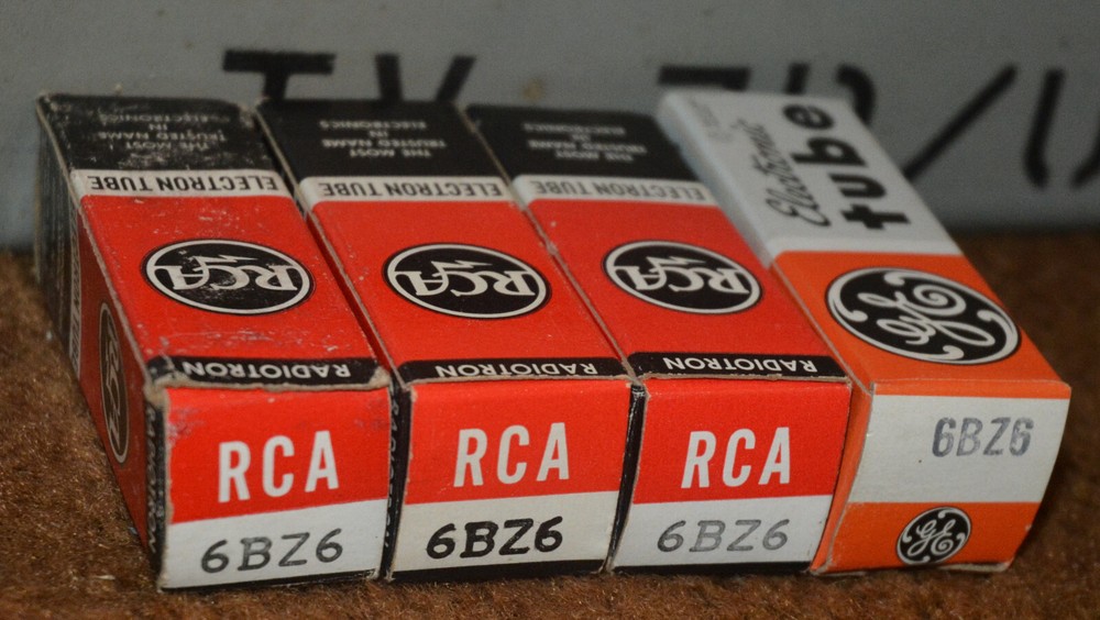 Lot of Four 6BZ6 Vacuum Tubes - Tested Good on TV-7D/U Tester - GE & RCA
