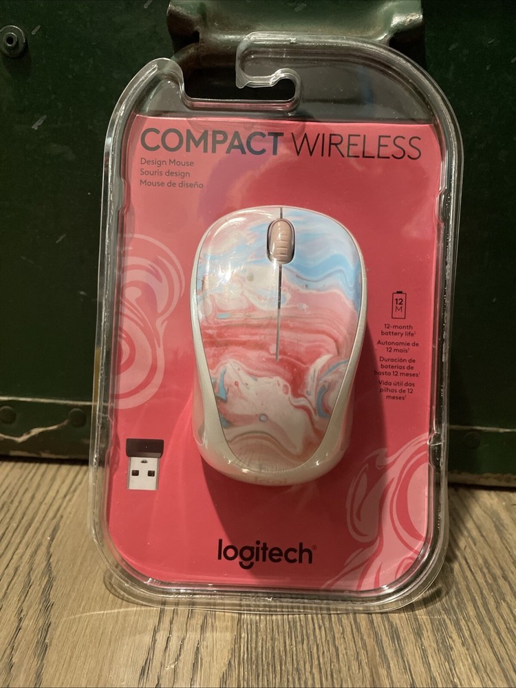 Logitech Compact Wireless Mouse, Easy Plug & Play, Cotton Candy - Portable &