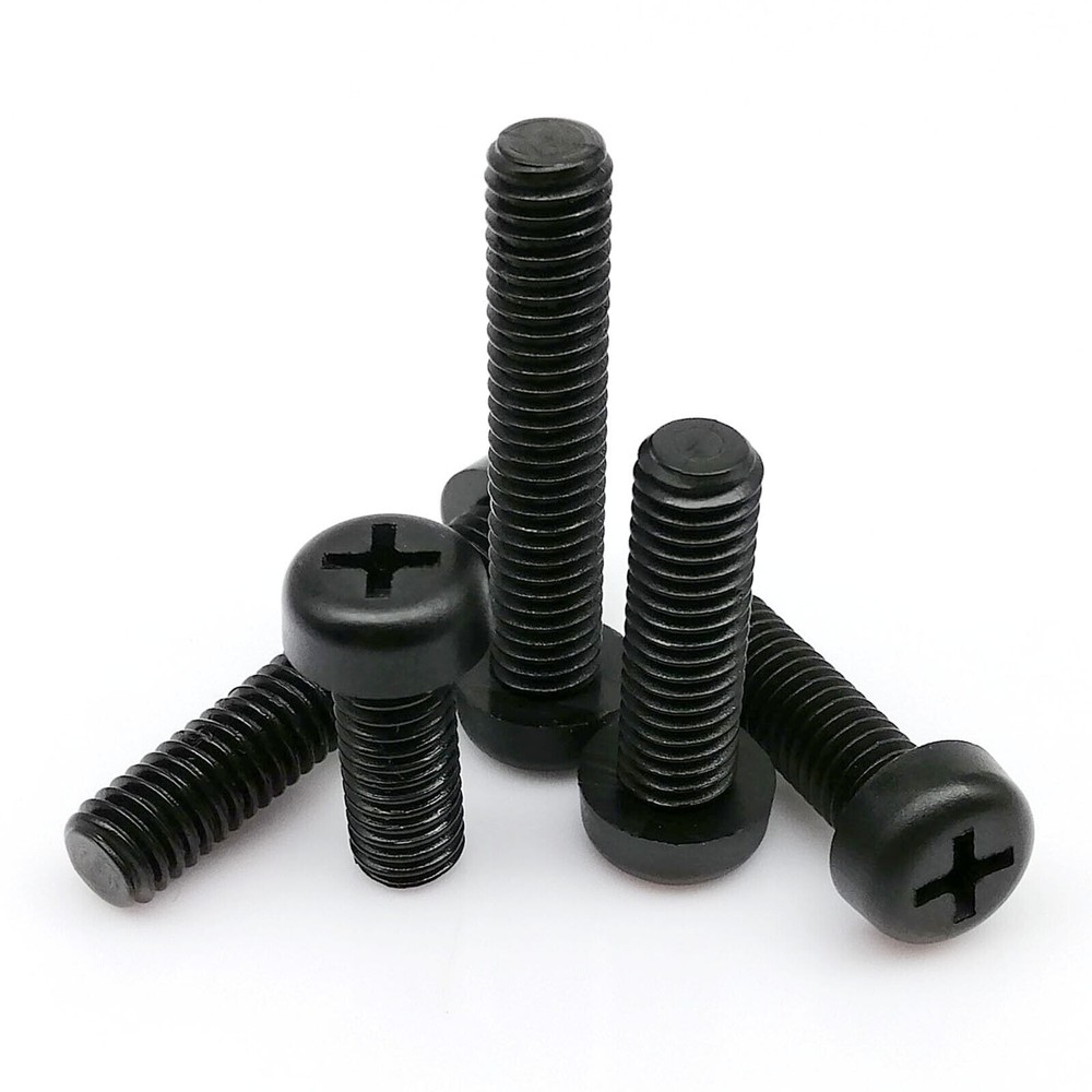 50pcs Black Nylon Cross Phillips Pan Head Screw Bolts M2 to M4 for Secure Fastening