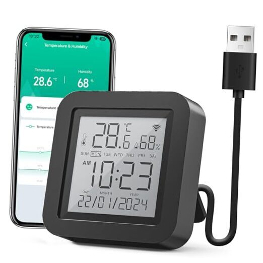 WiFi Thermometer Hygrometer, Indoor Smart Thermometer Hygrometer 1pack
