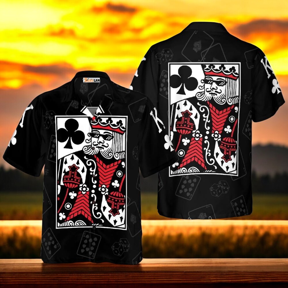 King Card Hawaiian Shirt Tropical Summer Gift Shirt for Men and Women Aloha Style Vacation Beachwear Bold Floral Print Casual Comfort