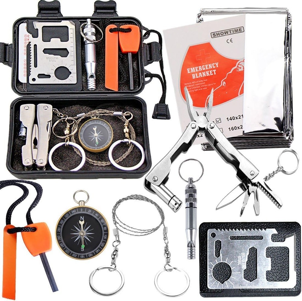 EMDMAK Survival Kit with Essential Outdoor Emergency Gear for Camping Hiking Travel