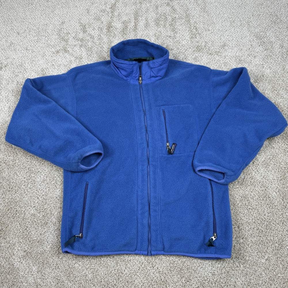 Vintage Patagonia Men's Large Blue Full Zip Fleece Jacket USA Made Winter Warm
