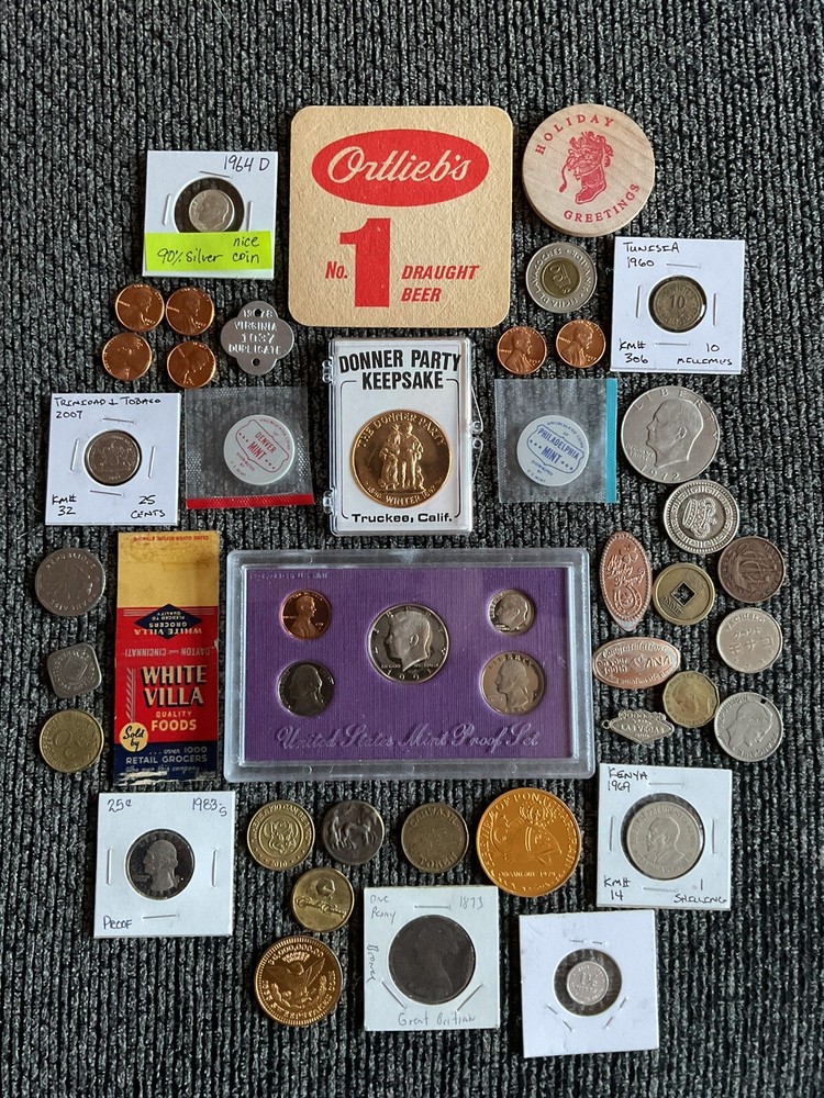 Collectible Junk Drawer Coin Lot 1991 Mint Proof/1964 FDR Silver/World Coins