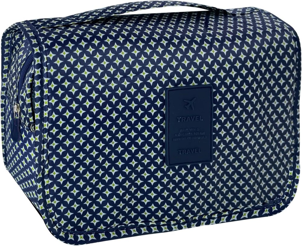 Large Hanging Toiletry Bag for Men - C-Blue Stars Design, Spacious Travel Organizer