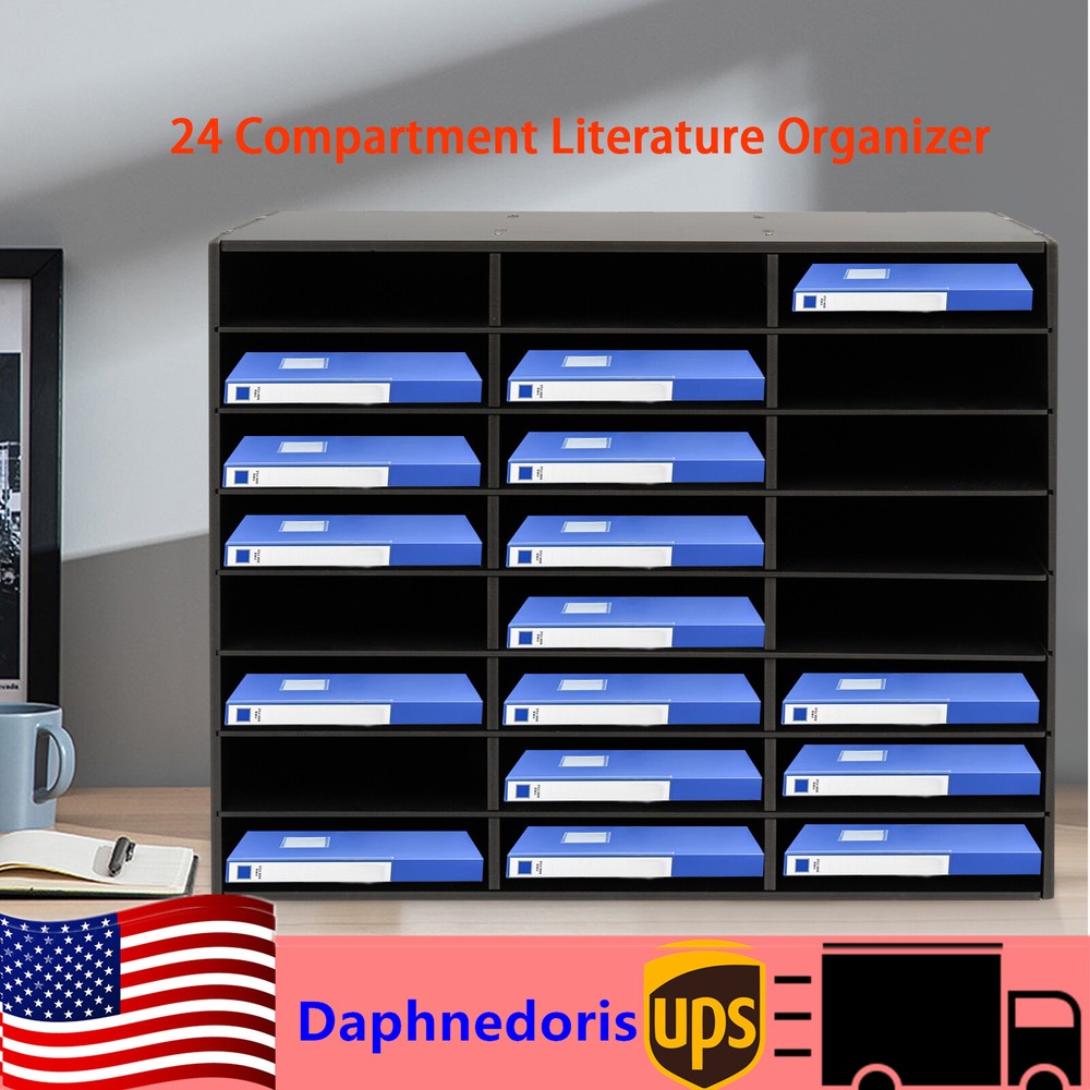 24-Slot Desktop File Sorter for Office Paper Storage and Document Organization  