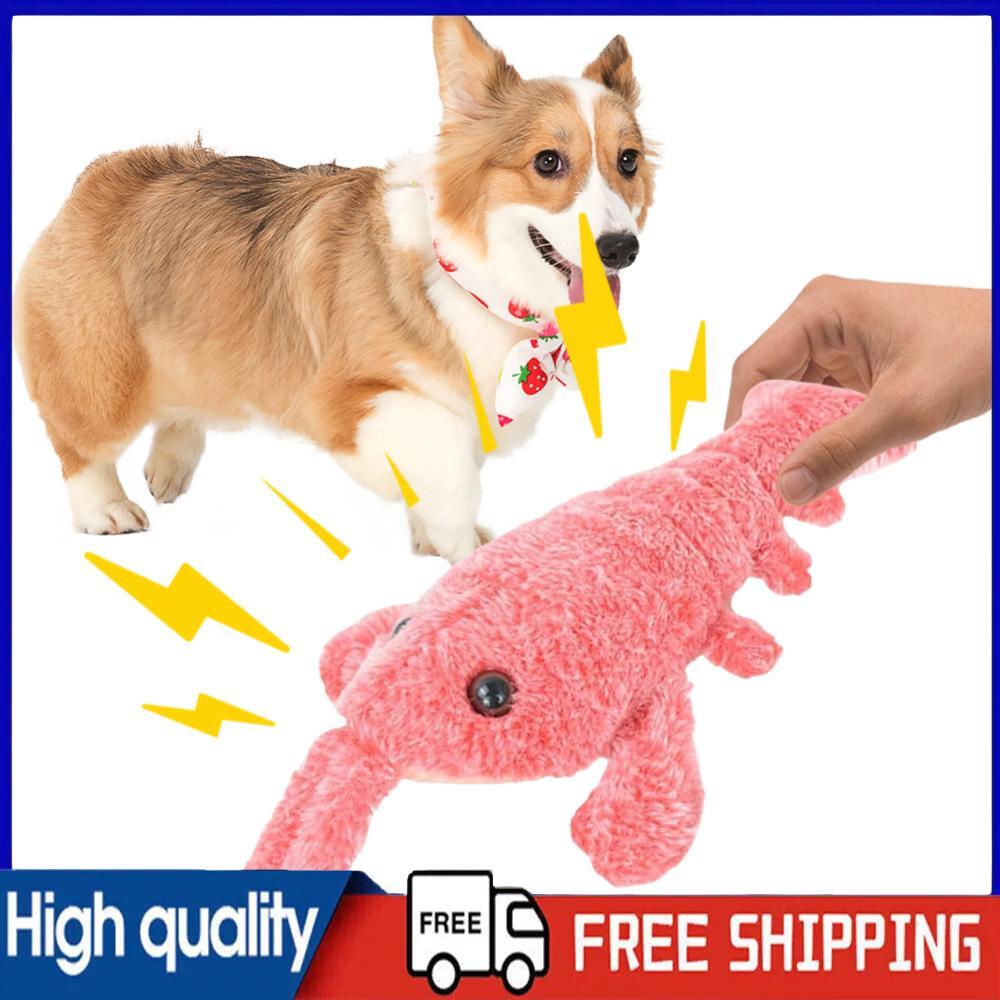 Floppy Lobster Interactive Dog Toy Jumping Moving Dog Toy Plush Squeaky Dog Toys
