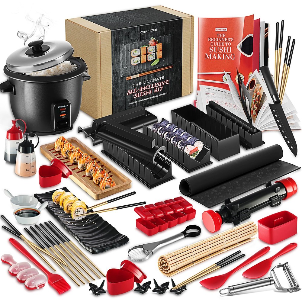 Complete Sushi Making Kit with Roller and Rice Cooker