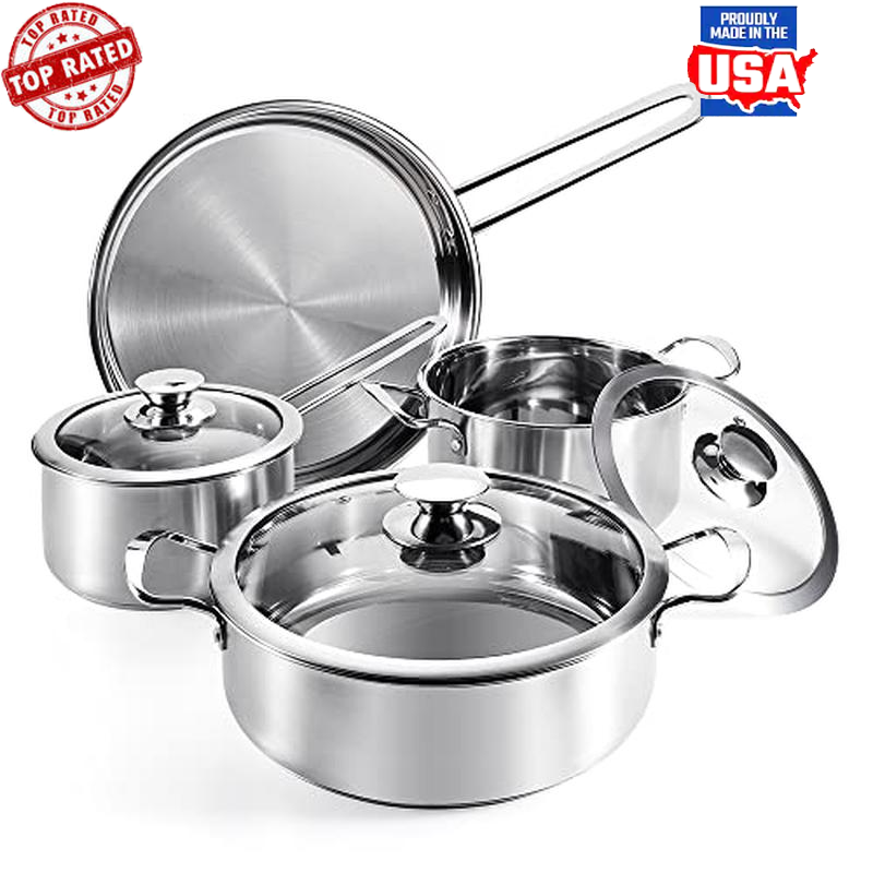 7X Nonstick Stainless Steel Cookware Set Kitchen Induction Electric Gas Cooktops