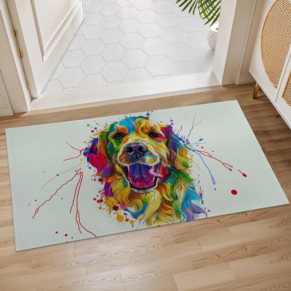Colorful Golden Retriever Non-Slip Indoor Door Mat 17x29.5 Inch Floor Rug