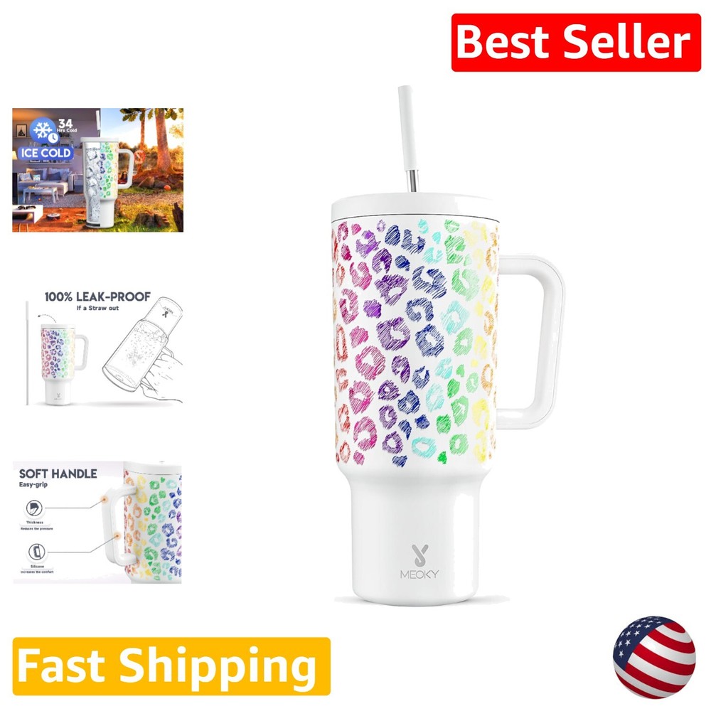 Sleek 40 oz Stainless Steel Tumbler with Handle and Straw - Hot Drink Companion