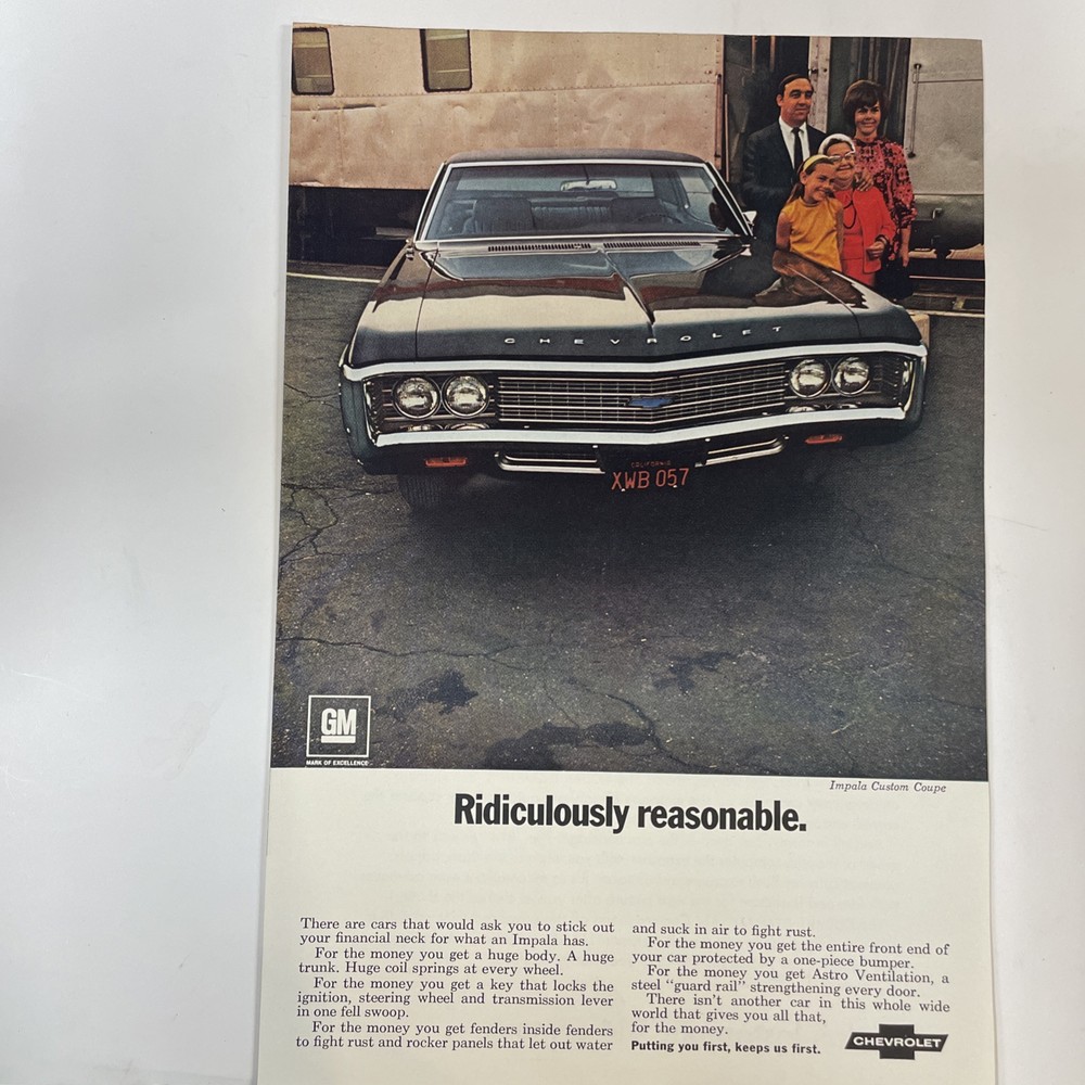 1969 Chevrolet Impala Custom Coupe Print Ad Train  Rail