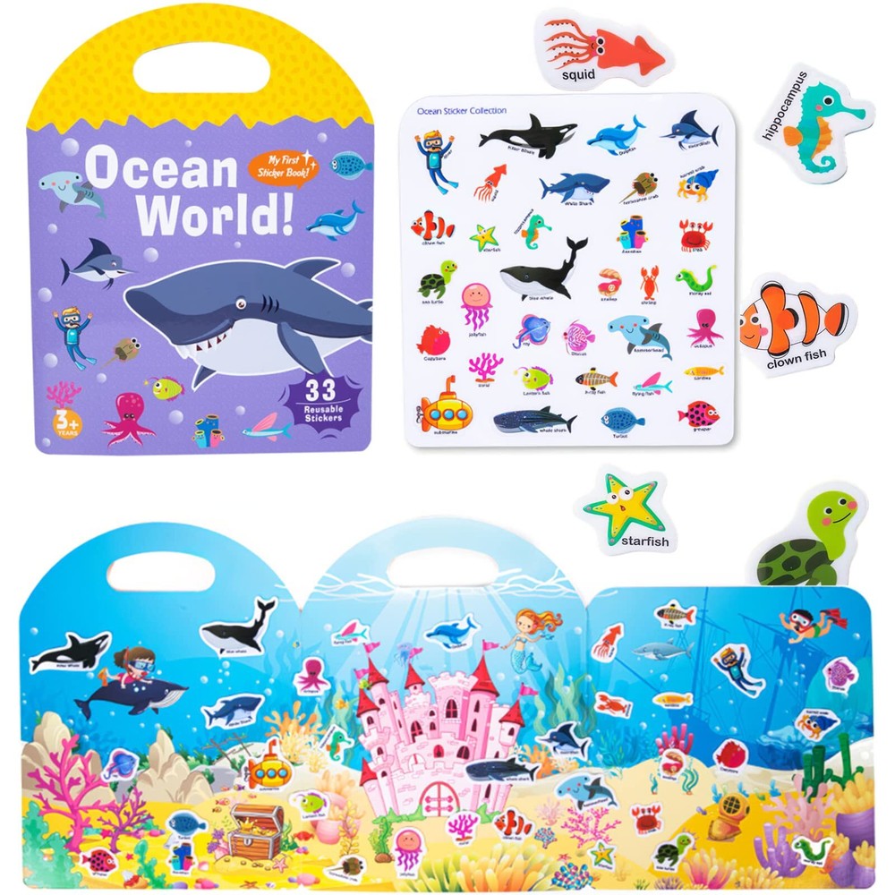 MIKNEKE Portable Jelly Sticker Quiet Book for Toddlers Montessori Busy Book P...