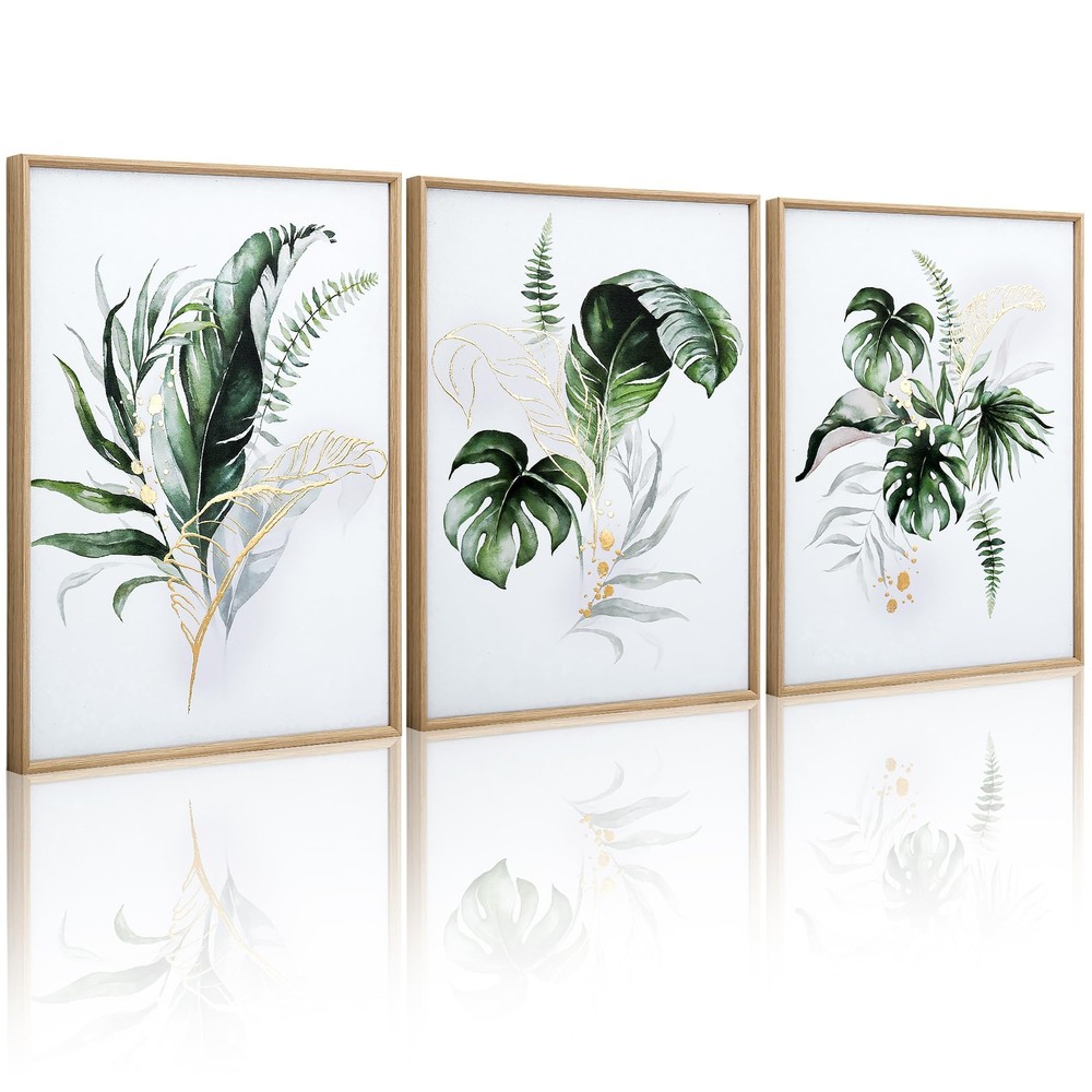 Framed Canvas Wall Art for Living Room Botanical Wall Art Gold Modern Wall De...