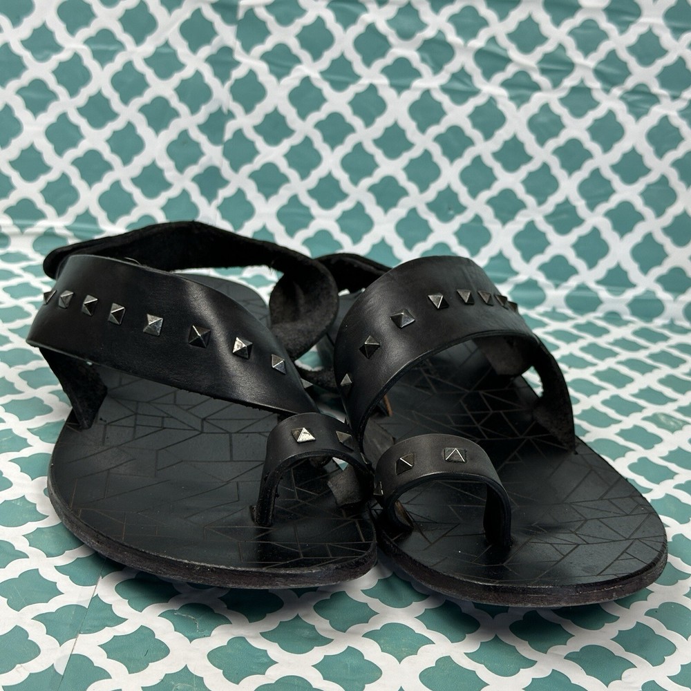 Diesel Black Gold Leather Sandals Men’s Size 42 Studded Black