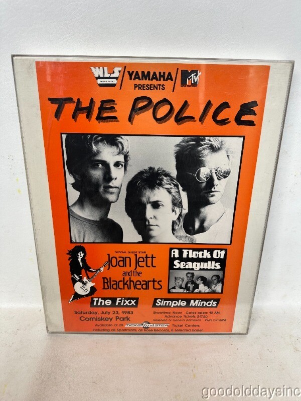 Original The Police Concert Poster Chicago 1983 WLS MTV Comiskey Park Joan Jett