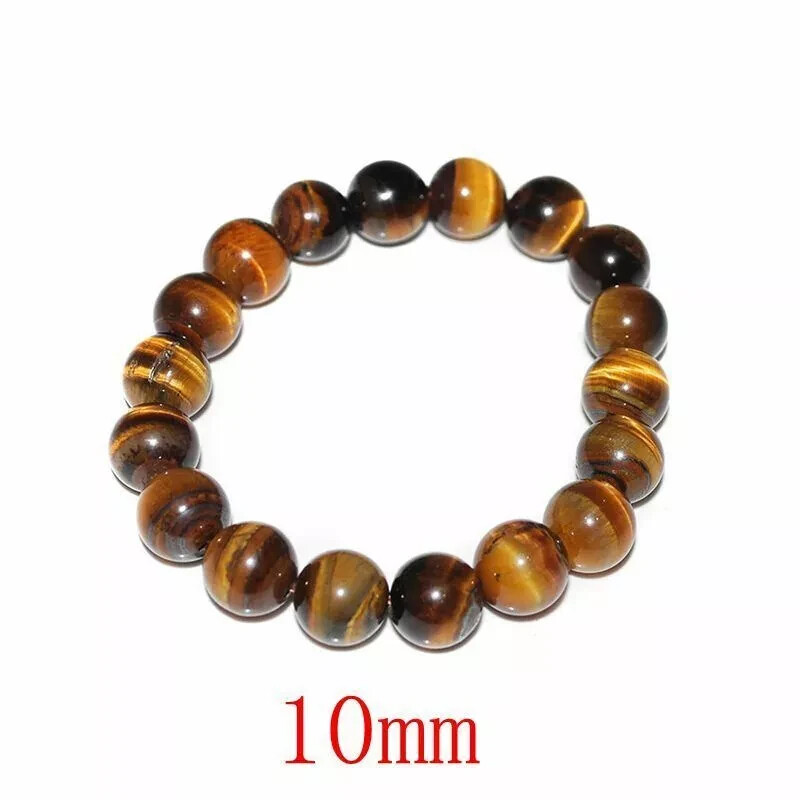 Timeless Love Gift! 10mm,  Tiger Eye Beaded Bracelet for Strength & Balance!#07
