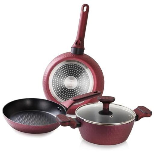 4 Piece Nonstick Cookware Set, Small Pots And Pans Set Non 4 Pcs Burgundy