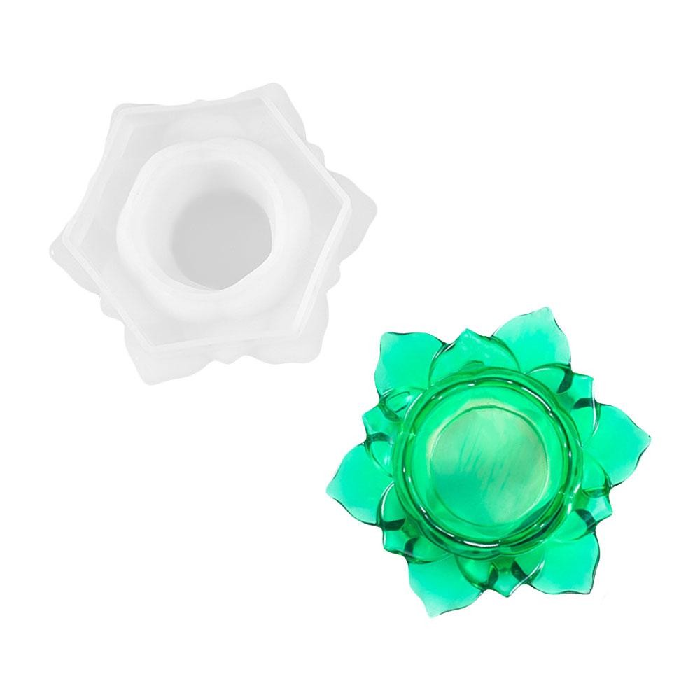 Elegant Lotus Flower Epoxy Candle Holder Mold for DIY Crafting