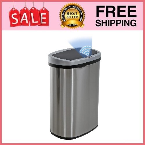 BestOffice 13 Gallon Stainless Steel Touchless Kitchen Trash Can