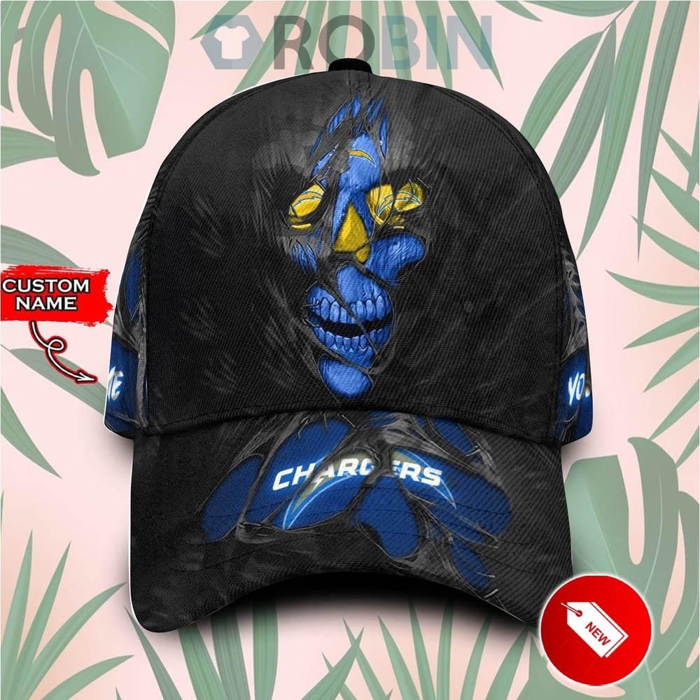 LA Chargers Skull Baseball Cap - Personalized Team Hat-image