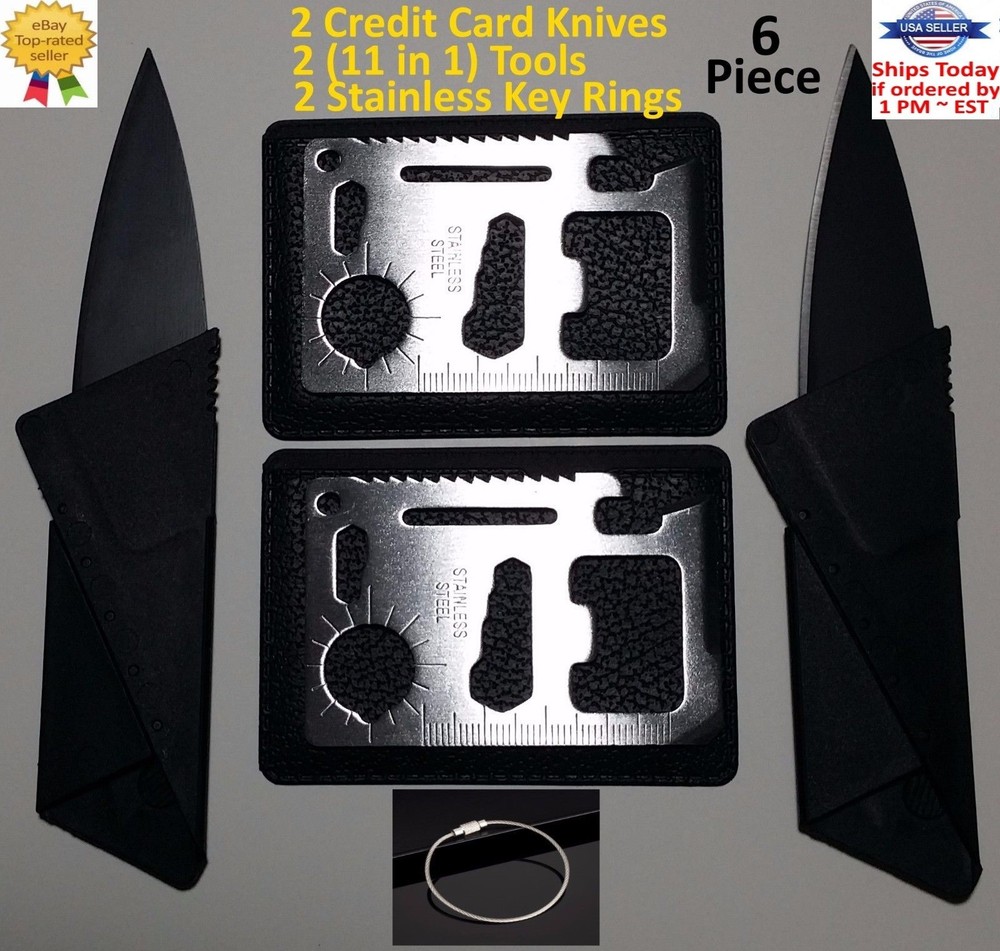 Credit Card Knife folding wallet thin pocket survival micro 11in1 multi tool Lot-image