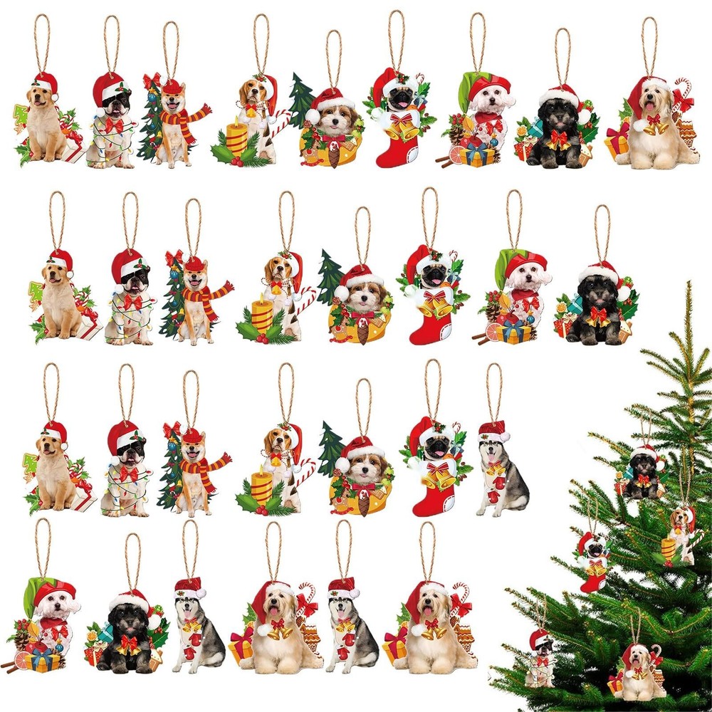 Dogs Pendant Christmas Decorations Tree Hanging Xmas Decorate Ornaments Gift Set